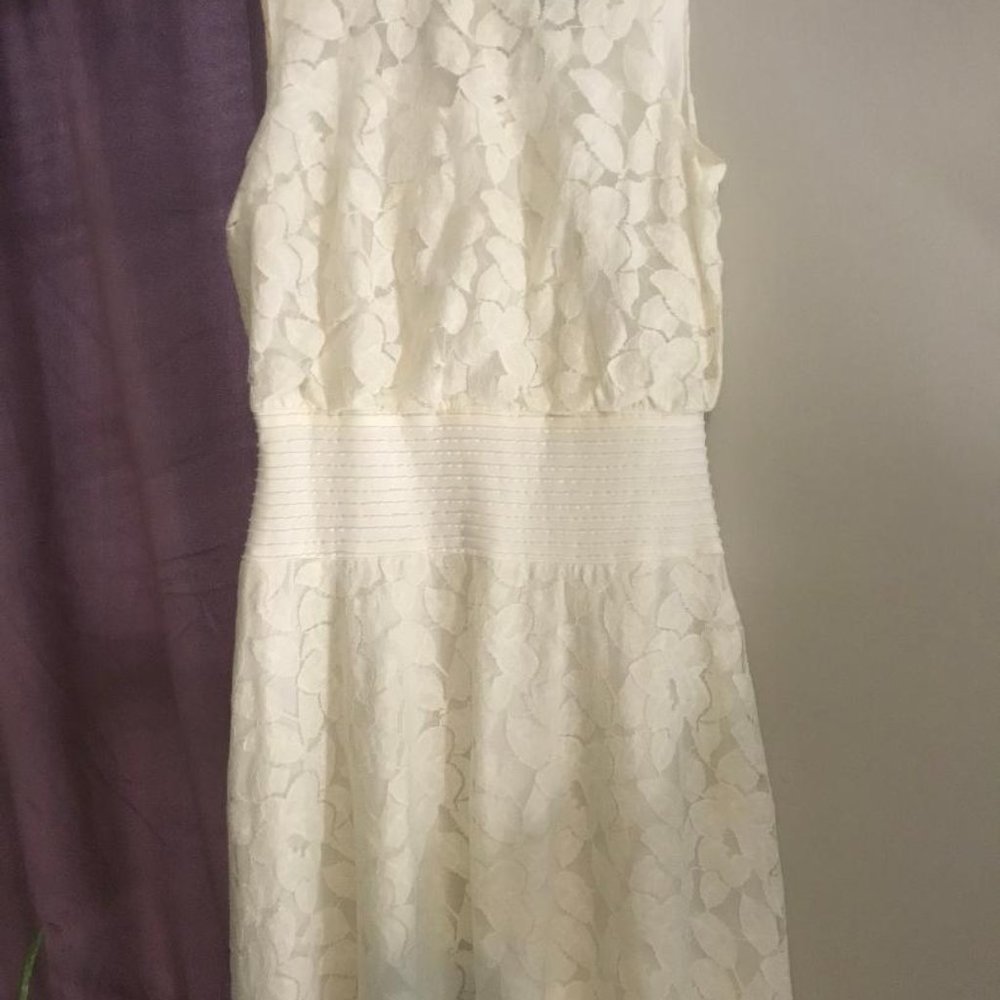 Off White Dress with Lace Overlay